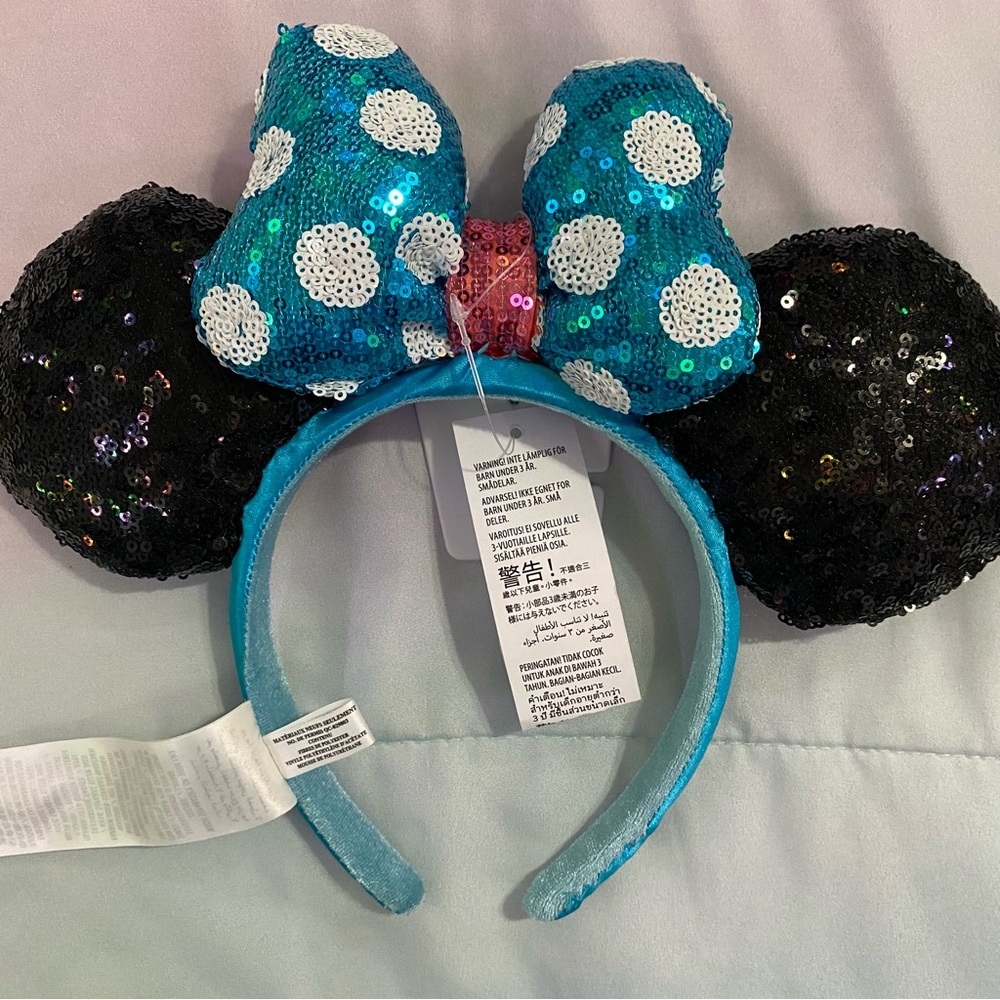 minnie mouse ears blue classic polka dots design NWT headband disney parks - Picture 2 of 4
